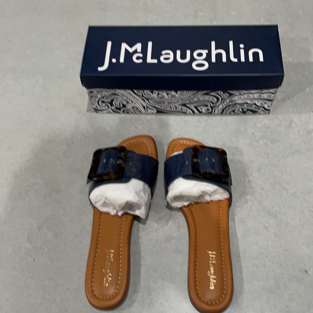j. McLaughlin Bella Sandal in Navy/Tortoise 9.5